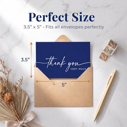 52 Pack Thank You Cards with Kraft Envelopes and Stickers Set
