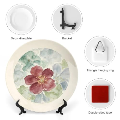 Bone China Decorative Plate 10 Inch Wall Art - Watercolor Flowers Style 10