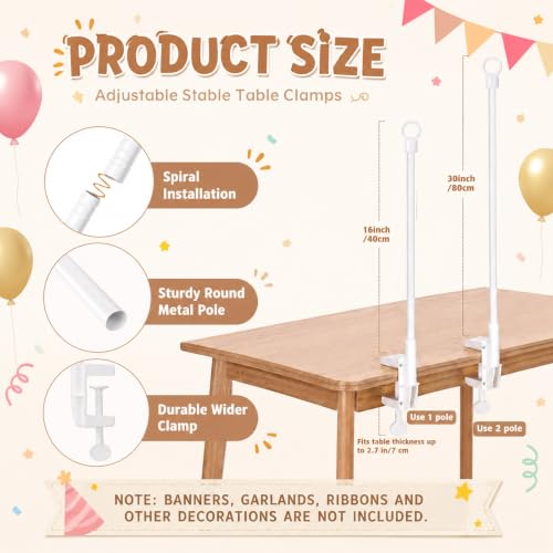 Adjustable Table Banner Stand with Clamps for Party & Event Displays