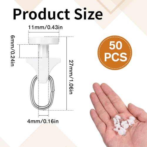 50 Pcs Plastic Curtain Track Gliders Hooks for Ceiling & RV Tracks