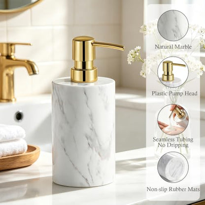 White Marble Bathroom Accessories Set - 3 Pieces for Home Decor