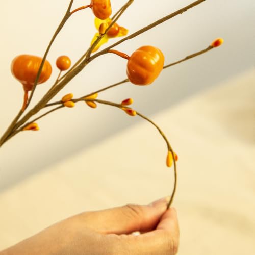 Fall Artificial Stems with Mini Pumpkins and Berries - 8 Pack, 17 Inch - Variation 8