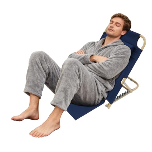 Dark Blue Adjustable Bed Backrest with 7 Positions - Folding Support for Reading & Rest