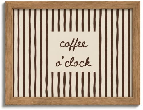 Coffee O'clock Framed Canvas Wall Art - Coffee Lovers Decor - 8x10 Inch