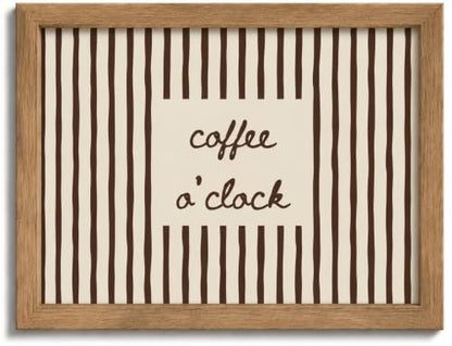 Coffee O'clock Framed Canvas Wall Art - Coffee Lovers Decor - 8x10 Inch