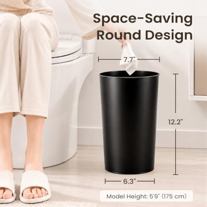 Cesun Round Metal Bathroom Trash Can - 2.1 Gallons Wastebasket, Black, Variation 1