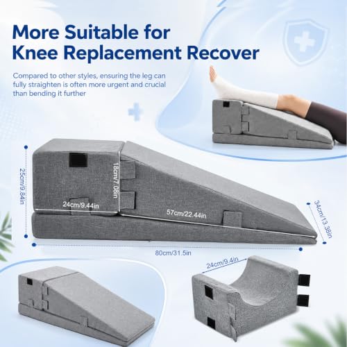 Leg Elevation Pillow Set for Post-Surgery Support - Adjustable Memory Foam Wedge