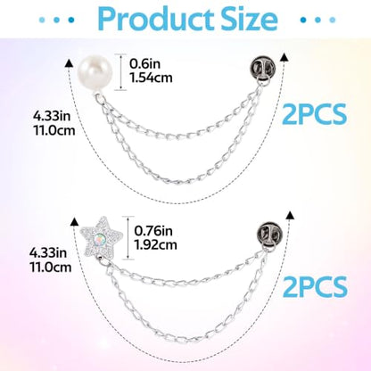 Silver Pants Hemming Clips 4-Pack with 2 Styles, Jeans & Clothing Accessories