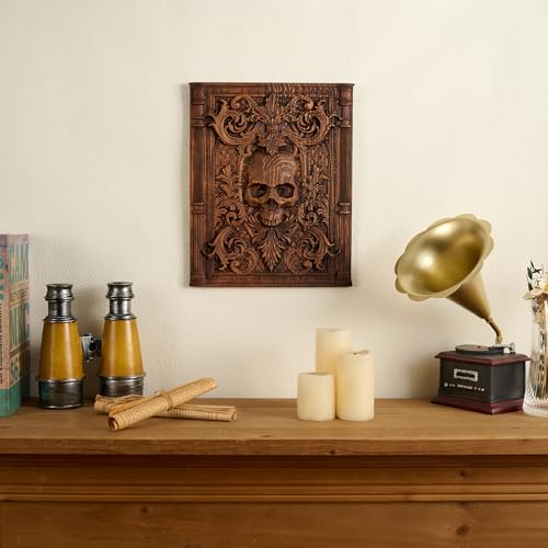 Handmade Wooden Skull Wall Decor for Halloween & Christmas - 11.8"L x 9.4"W