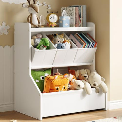 Kids Toy Storage Organizer with Display Shelf 23.8" - Safe Playroom & Nursery Storage