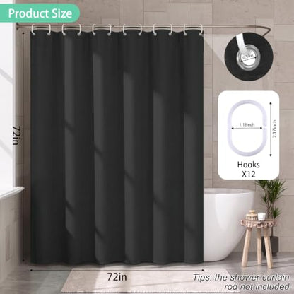 White Polyester Shower Curtain 72x72 Inches Waterproof & Durable with Weighted Hem