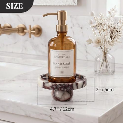 Marble Candle Tray with Jewelry Dish - Small Pedestal Holder