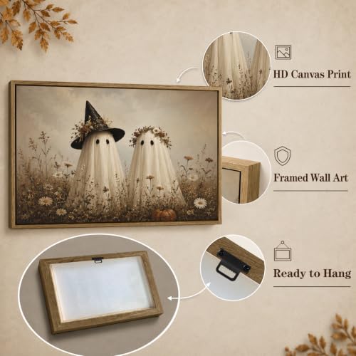Halloween Wall Art Ghost Couple in Wildflower Frame 8x10 - Karani