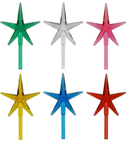 Multicolor Star Ceramic Christmas Tree Lights - 6 Pack Replacement Decorations