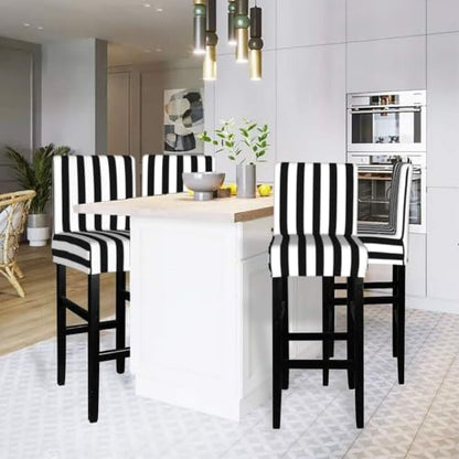 Aruzdey Black and White Stripe Bar Stool Covers Set of 4 - Stretch Washable Counter Height Chair Covers