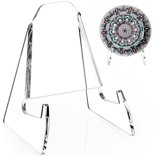 Acrylic Plate Display Stand 5.1 Inch Wide Clear Book & Art Holder - 2 Pack