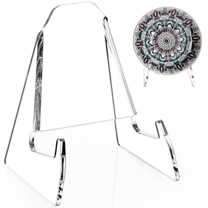 Acrylic Plate Display Stand 5.1 Inch Wide Clear Book & Art Holder - 2 Pack
