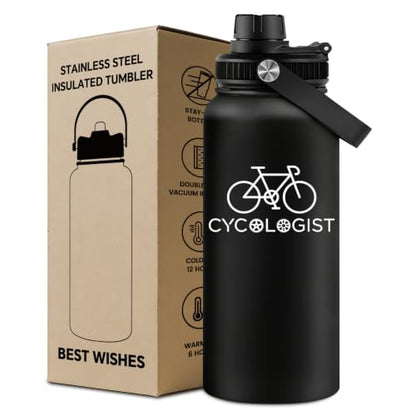 Cyclist Water Bottle 32oz Insulated Stainless Steel with Black Variation