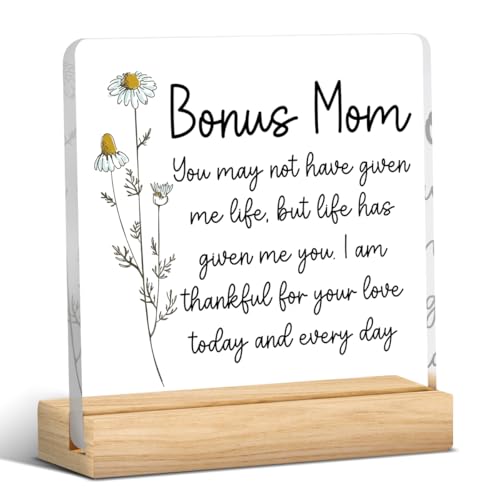 Bonus Mom Gifts from Stepmom Stepdad Acrylic Decor 4x4 Inches - Bonus1
