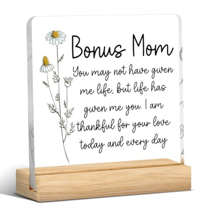 Bonus Mom Gifts from Stepmom Stepdad Acrylic Decor 4x4 Inches - Bonus1
