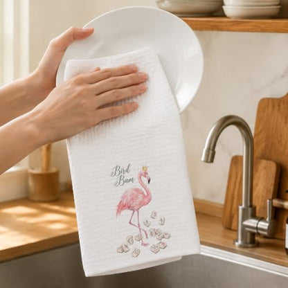 Pink Flamingo Mahjong Kitchen Dish & Hand Towels 16x24 - Decorative & Absorbent