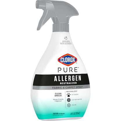 Clorox PURE Allergen Neutralizer Fabric and Carpet Spray, Clean Breeze, 26 Fluid Ounces