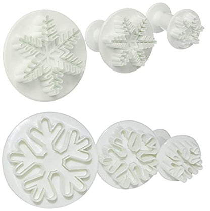 Snowflake Cookie Cutter Set - 6PCS Fondant Decorating Mold for Christmas Baking