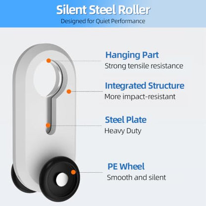 30 Pack Silent Nano Curtain Track Rollers for Window & Shower Curtains - White