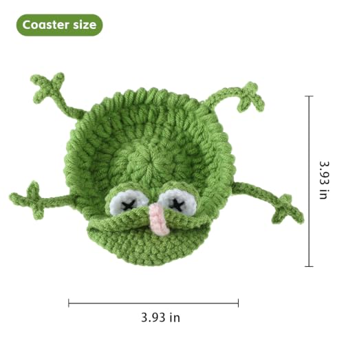 2PCS Crochet Coaster Set - Frogs and Ducks 3D Woven Drink Mats - Funny Home Decor