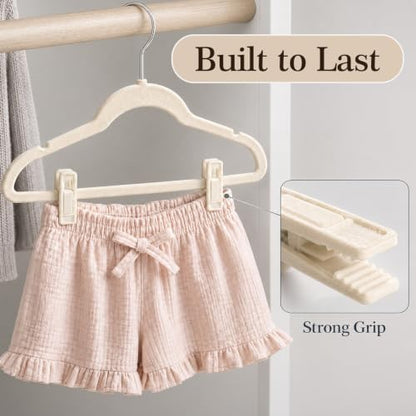 24 Pack Velvet Hanger Clips for Velvet Hangers - Beige