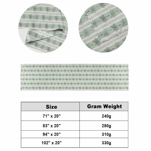 Sage Green Bed Runners for Queen Size Bed - Tropical Botanical Decor with Variation 83x20 inches