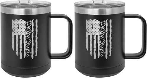 15oz Patriotic American Flag Stainless Steel Tumbler with Lid - Pack of 2