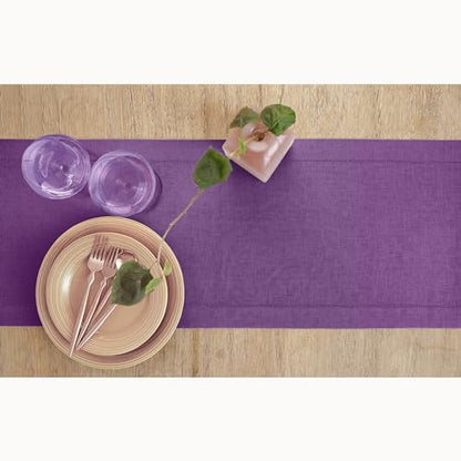 Pure Linen Table Runner 14x90 Inches - Elegant Purple, 100% European Flax