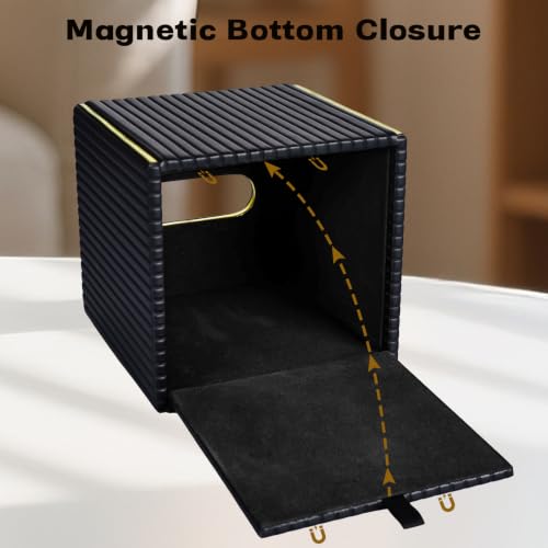 Black Square Tissue Box Cover - Modern Leather Tissue Holder for Home Office Car