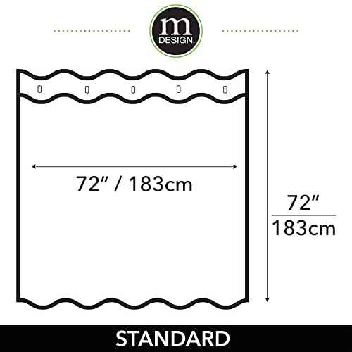 mDesign Fabric Shower Curtain, Machine Washable, Quality Reinforced Buttonholes for Bathroom, Guest Bath, Stalls, Tubs - Modern Simple Stripes Design - White/Dress Blues
