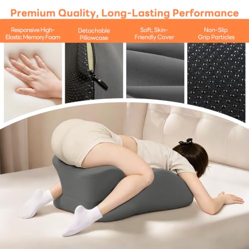Dark Gray Memory Foam Wedge Pillow for Reading and Support - Intimacy Positioning Pillow