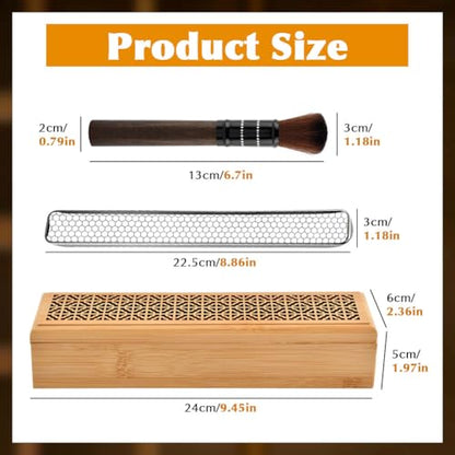 Wooden Incense Holder Burner with Double Layer Ash Catcher and Storage Drawer