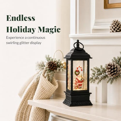 Lighted Water Snow Globe with Santa and Candy Canes - Musical Christmas Decor, 11 Inch