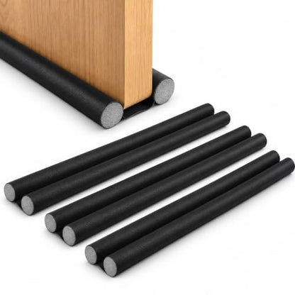 4 Pack Adjustable Door Draft Stopper - 38 Inch Double Sided Seal for 28-38 Inch Wide Doors, No Adhesive, Wipe-Clean PU Leather Cover - Black