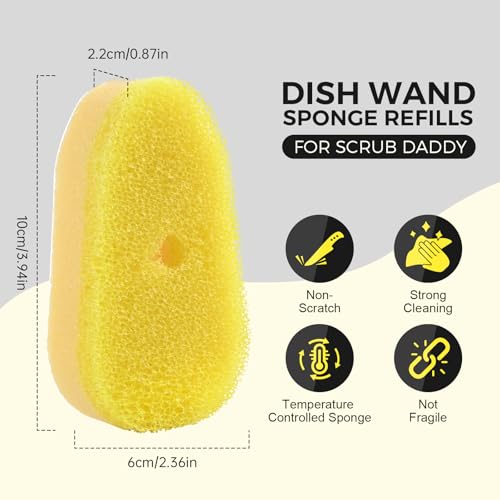 10 Pack Sponge Refills for Scrub Daddy Dish Wand - Upgraded Material