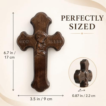 God Bless Cross Baptism Gift for Boy - Handmade Christian Wall Decor - Variation of N1