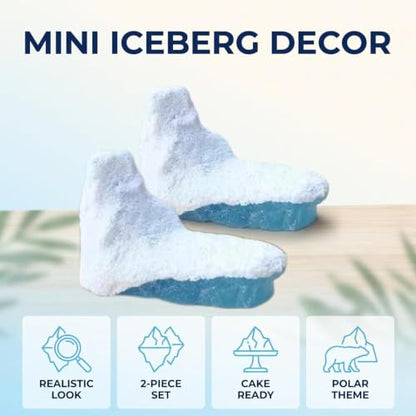 Arctic Iceberg Model with Polar Bear Sculpture Christmas Cake Topper