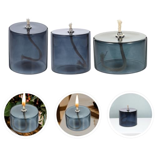 Refillable Glass Oil Lamps for Dining Table Centerpieces - 3 Pack