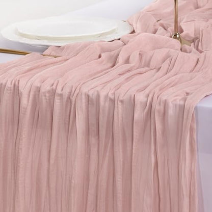 Pink Dusty Pink Cheesecloth Table Runner 10ft 3pcs Fall Boho Wedding Party Decor