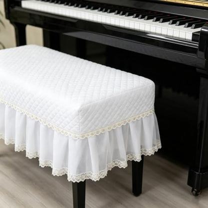 Boho Lace Piano Bench Cover - White, 29.9 x 14.2 inches, Rectangle Slipcover