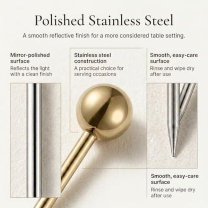 Reusable Metal Cocktail Picks 10-Pack - 304 Stainless Steel Garnish Skewers