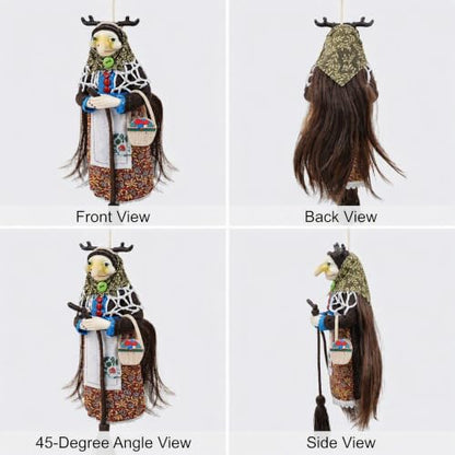Handmade Kitchen Witch Doll Hanging Decor - 7 Inch Good Luck Ornament