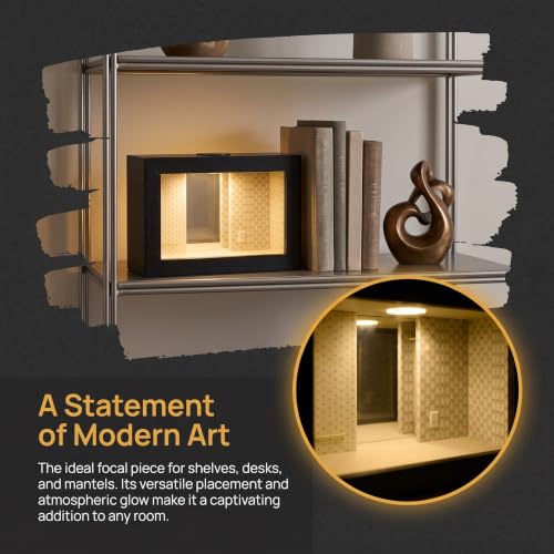 Wooden Shadow Box Frame with Mirrored Endless Display and Glass Front