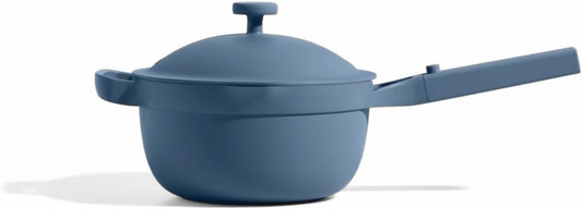 Our Place Mini Perfect Pot - 2.5 Qt Ceramic Cookware with Lid & Spatula | PFAS-Free, Nonstick, Induction & Oven-Safe | Blue Salt