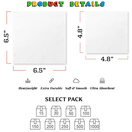 Personalized Wedding Cocktail Napkins PN1 - Wildflower Floral Custom Bridesmaid Beverage Papers, 4.8" & 6.5", Pack 50-1000